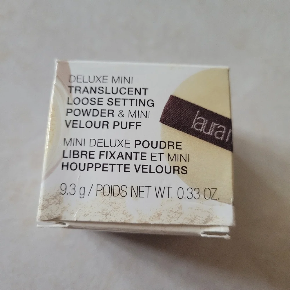 Laura Mercier Delux Mini Translucent Loose Setting Powder & Velour Puff New